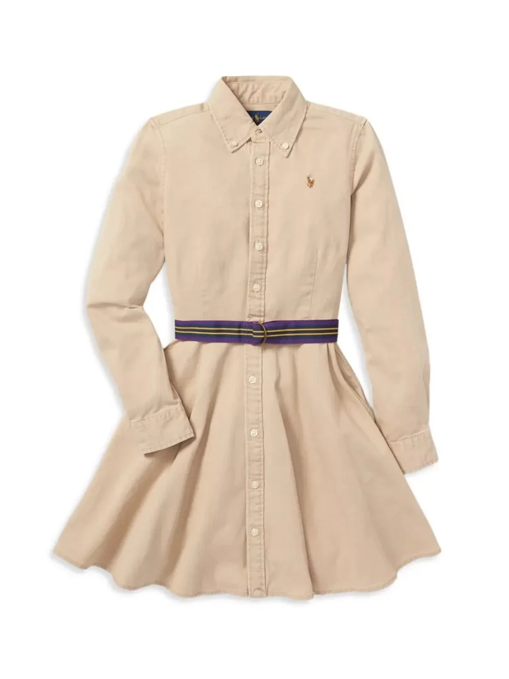 Polo Ralph Lauren Girls Chino Belted Shirtdress, Size 3